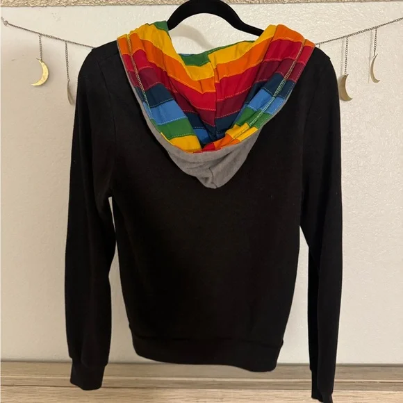 Aviator Nation Dark Gray Hoodie with Rainbow Hood - Picture 7 of 7